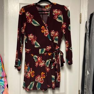 LOFT Petites dressy romper with side tie and button closure